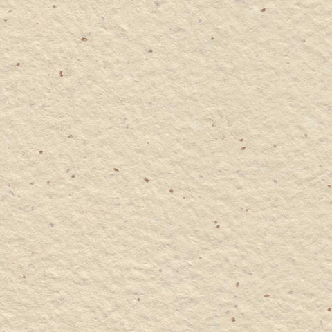 A closeup of light brown deckle edge hand made paper embedded with sawdust