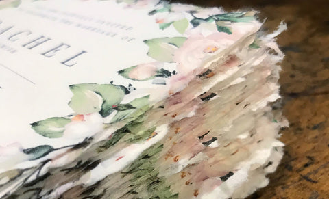 Digitally Printed Invitation on handmade deckled edge paper.